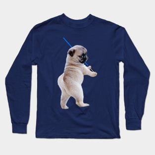 Pug with Lightsaber Funny Puggy Long Sleeve T-Shirt